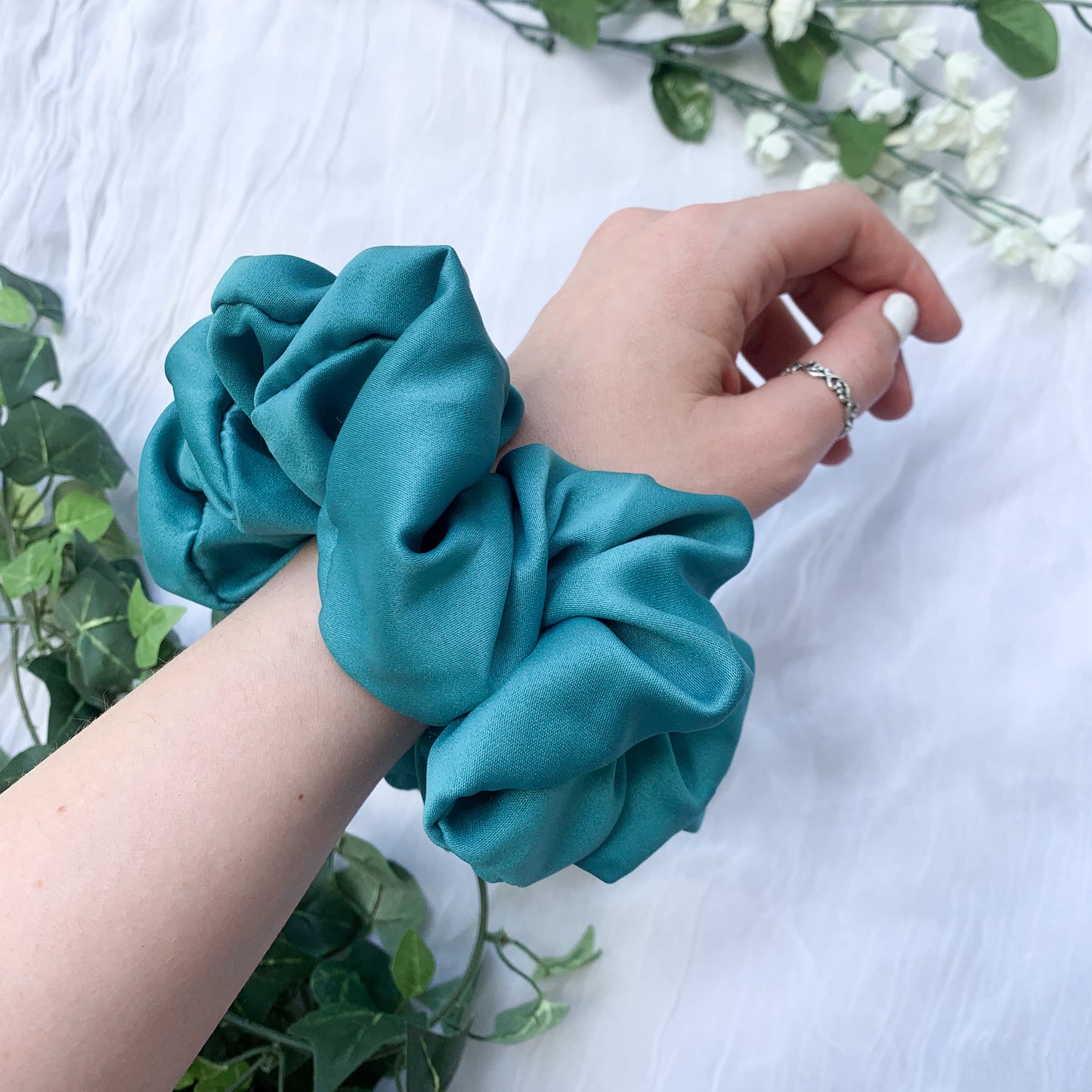 Teal Blue Jumbo Scrunchie