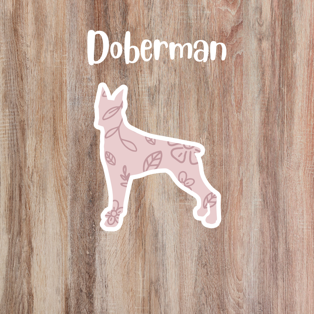 Doberman Pinscher Floral Sticker