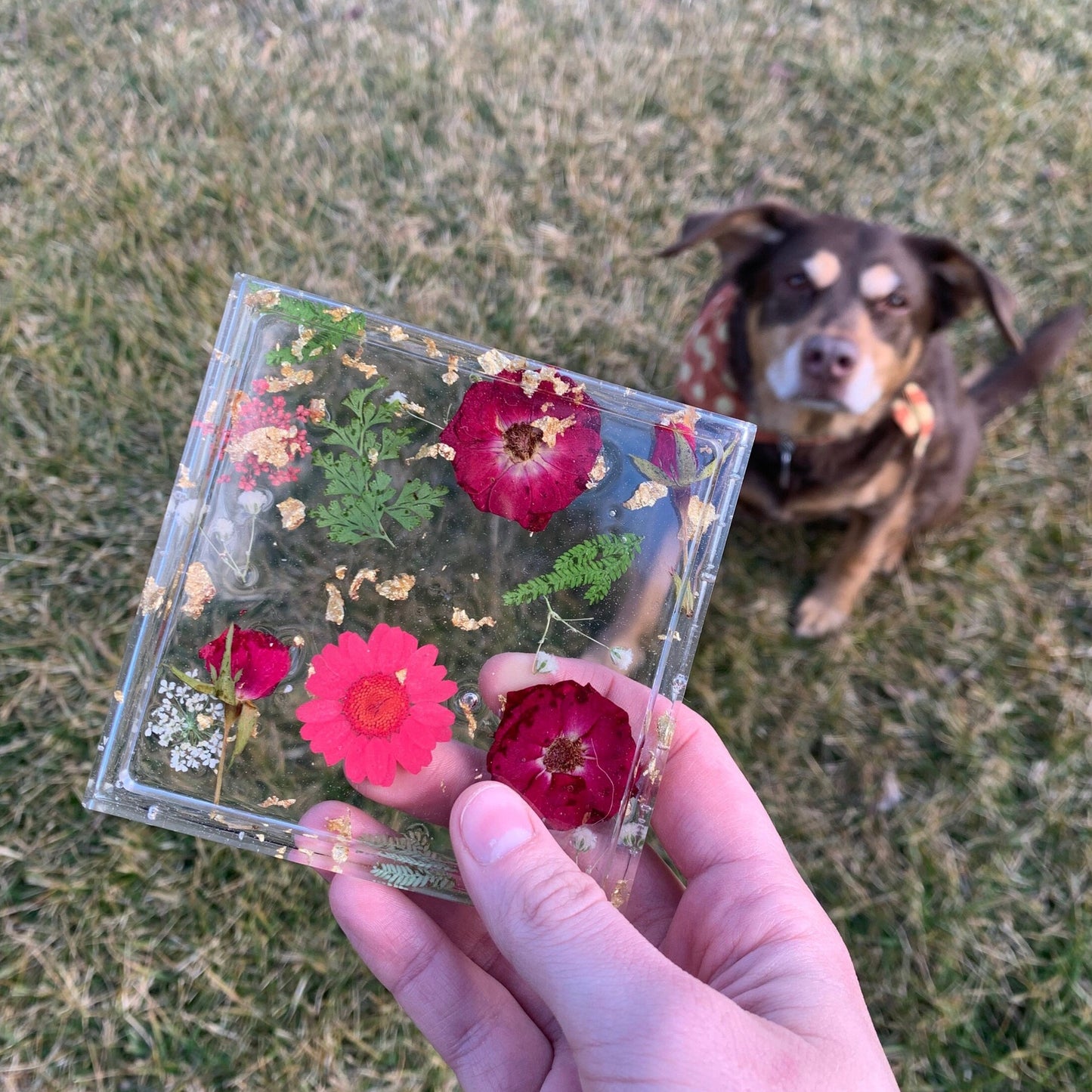 Handmade Floral Resin Coaster | Square Resin Coasters | Dried Flowers Table Decoration | Real Flower Decor
