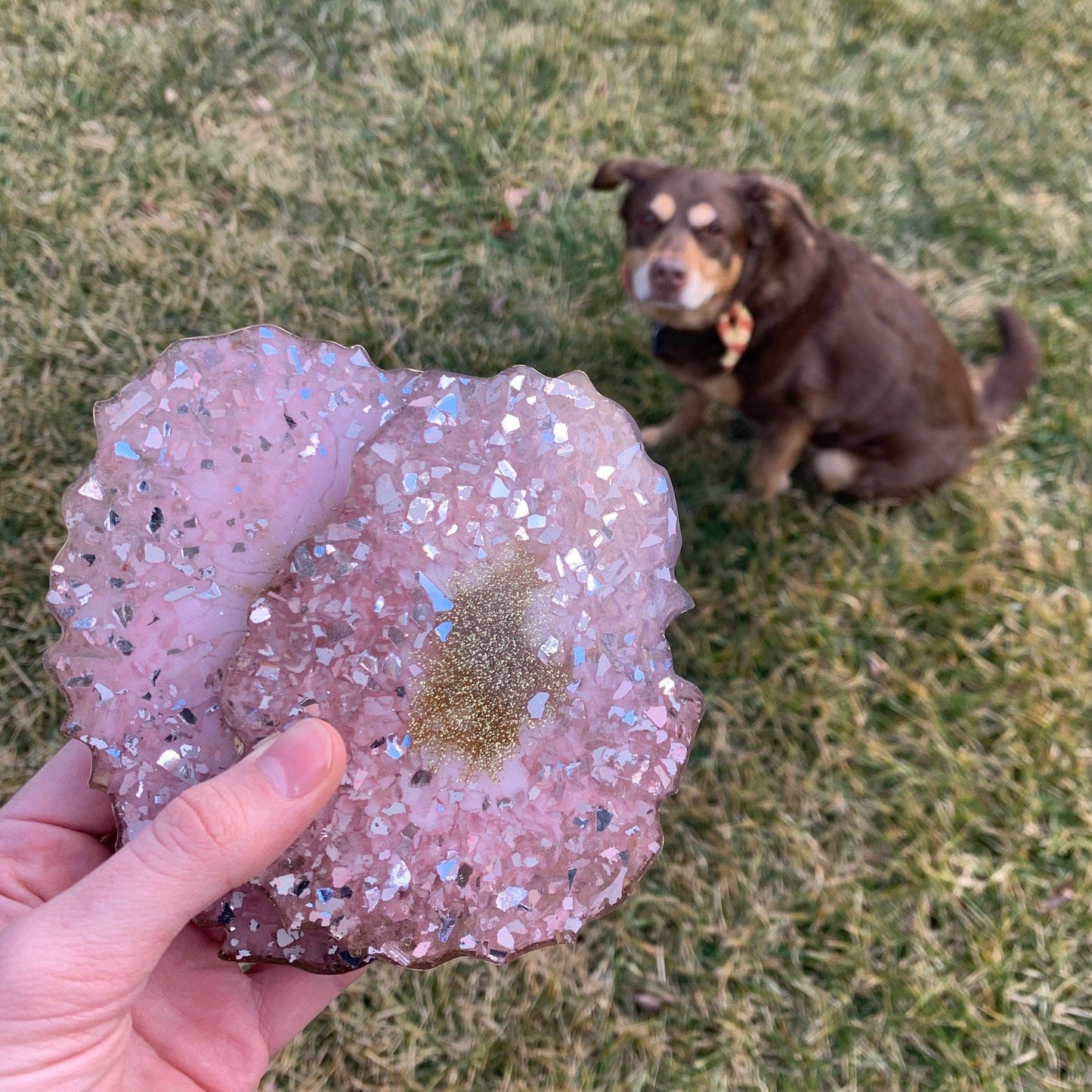 Rose Quartz Geode Coaster