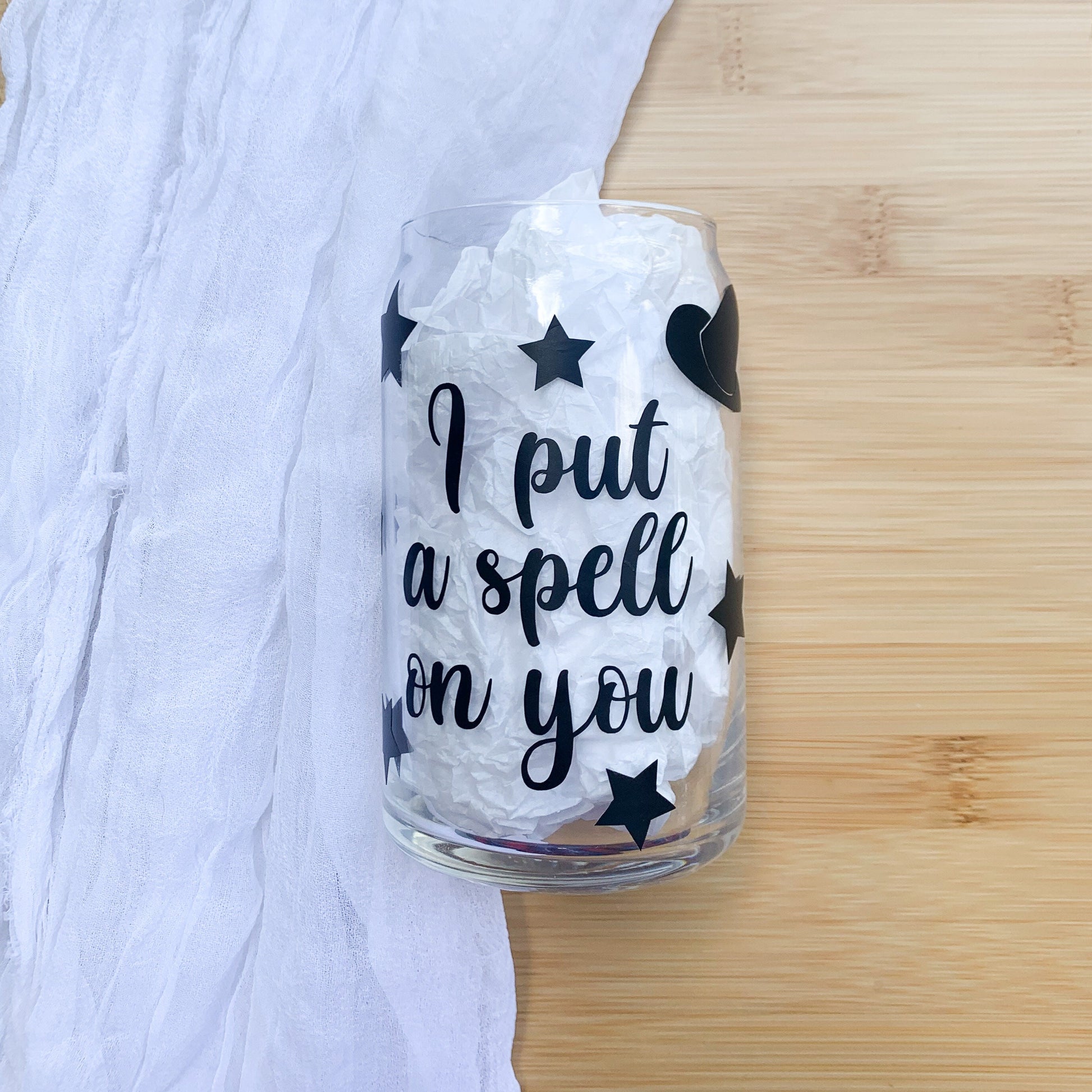 I put a spell on you Halloween glass cup.