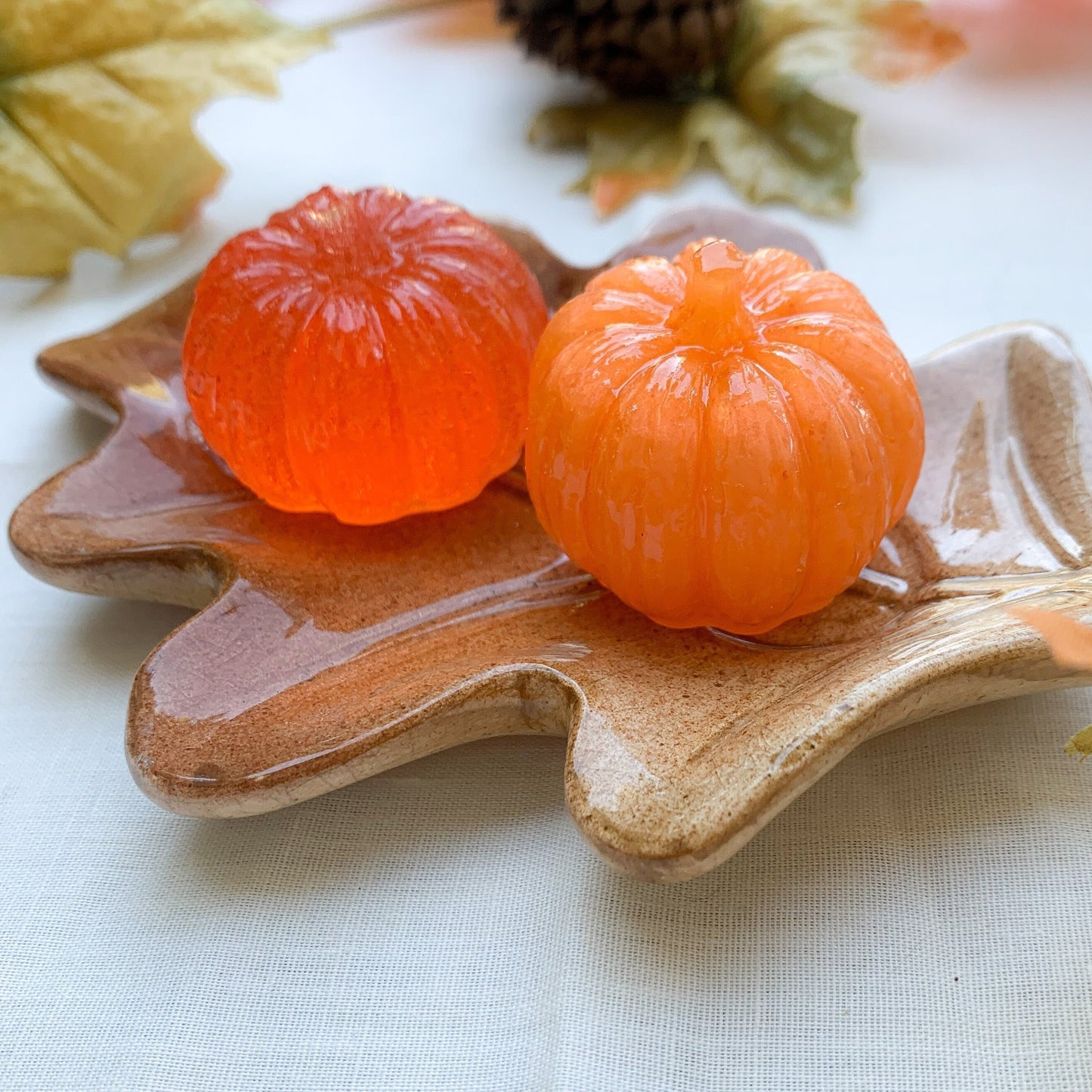Fall Accent Pumpkin Set of 2, Resin Pumpkins, Autumn Decor, Small Decorative Pumpkins, Mini Pumpkins