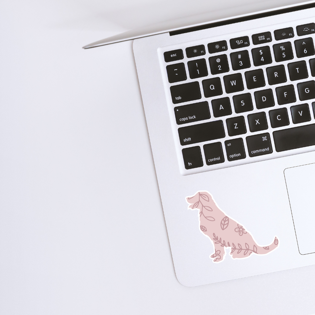 Golden Retriever Floral Sticker