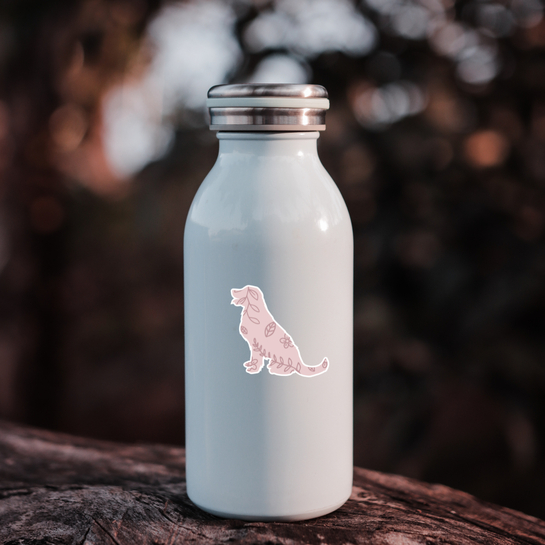 Golden Retriever Floral Sticker