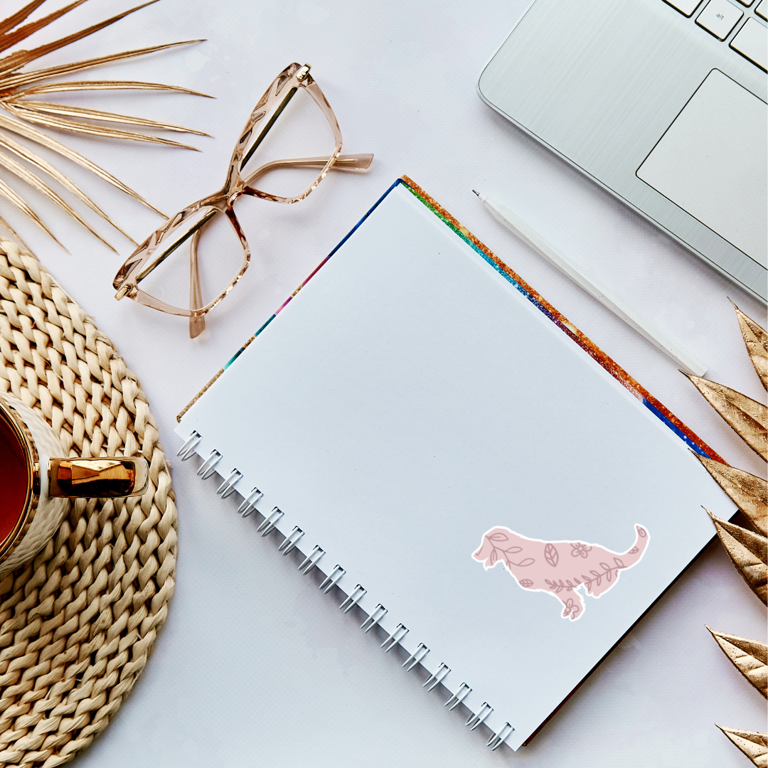 Golden Retriever Floral Sticker