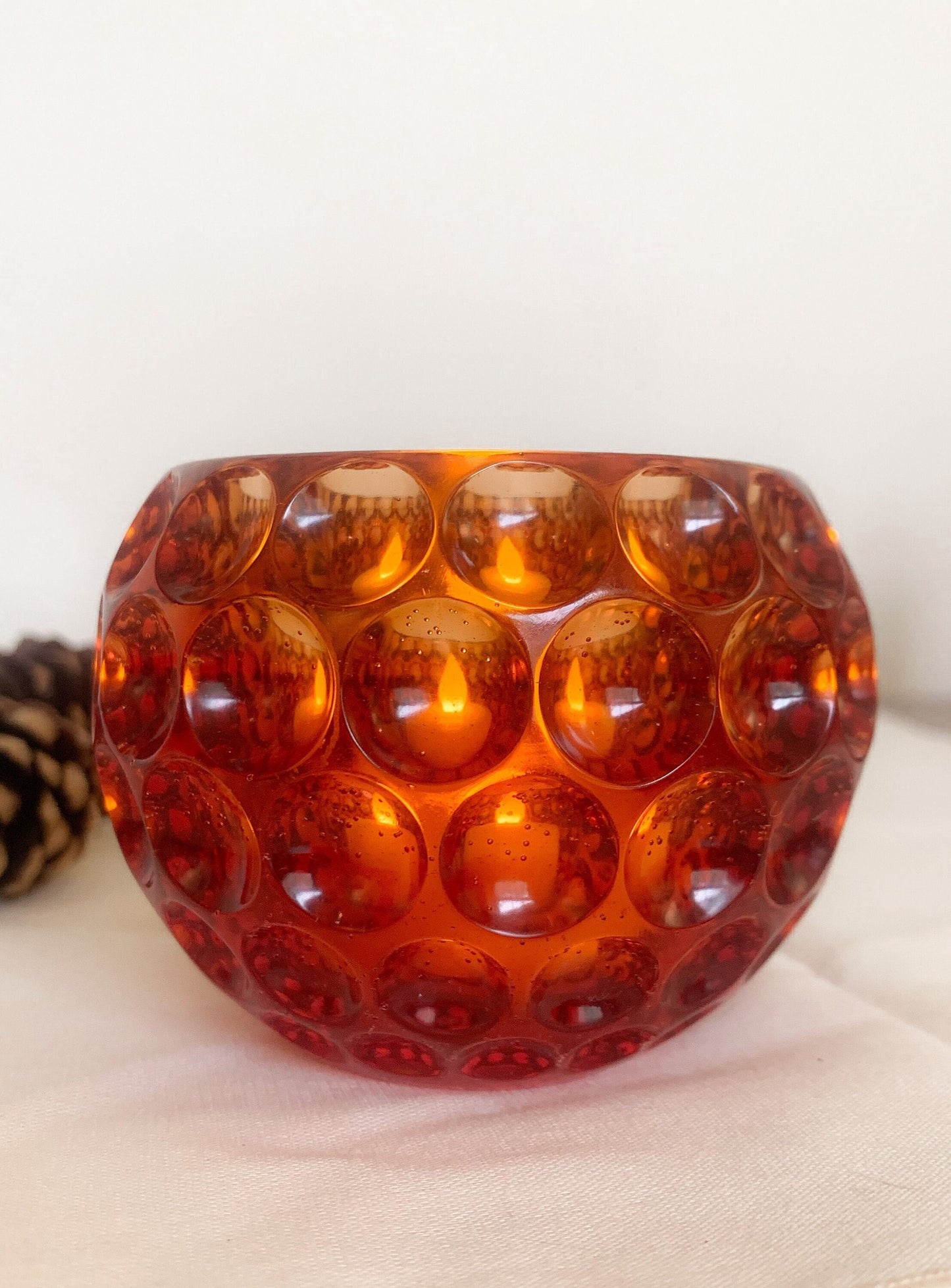 Amber Tea Light Candle Holder