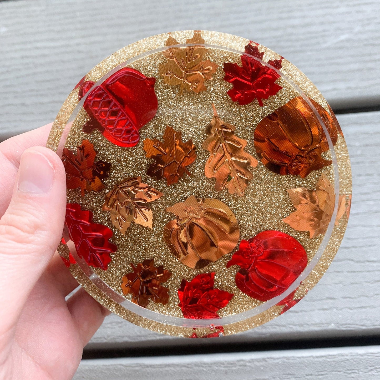 Metallic Fall Leaf Coaster