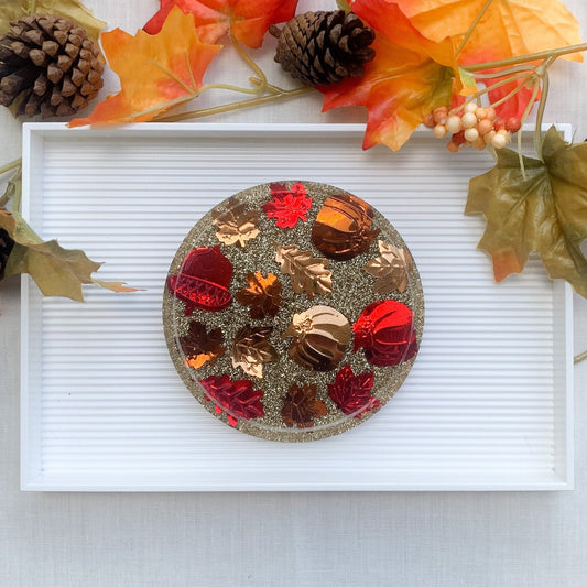 Metallic Fall Leaf Coaster
