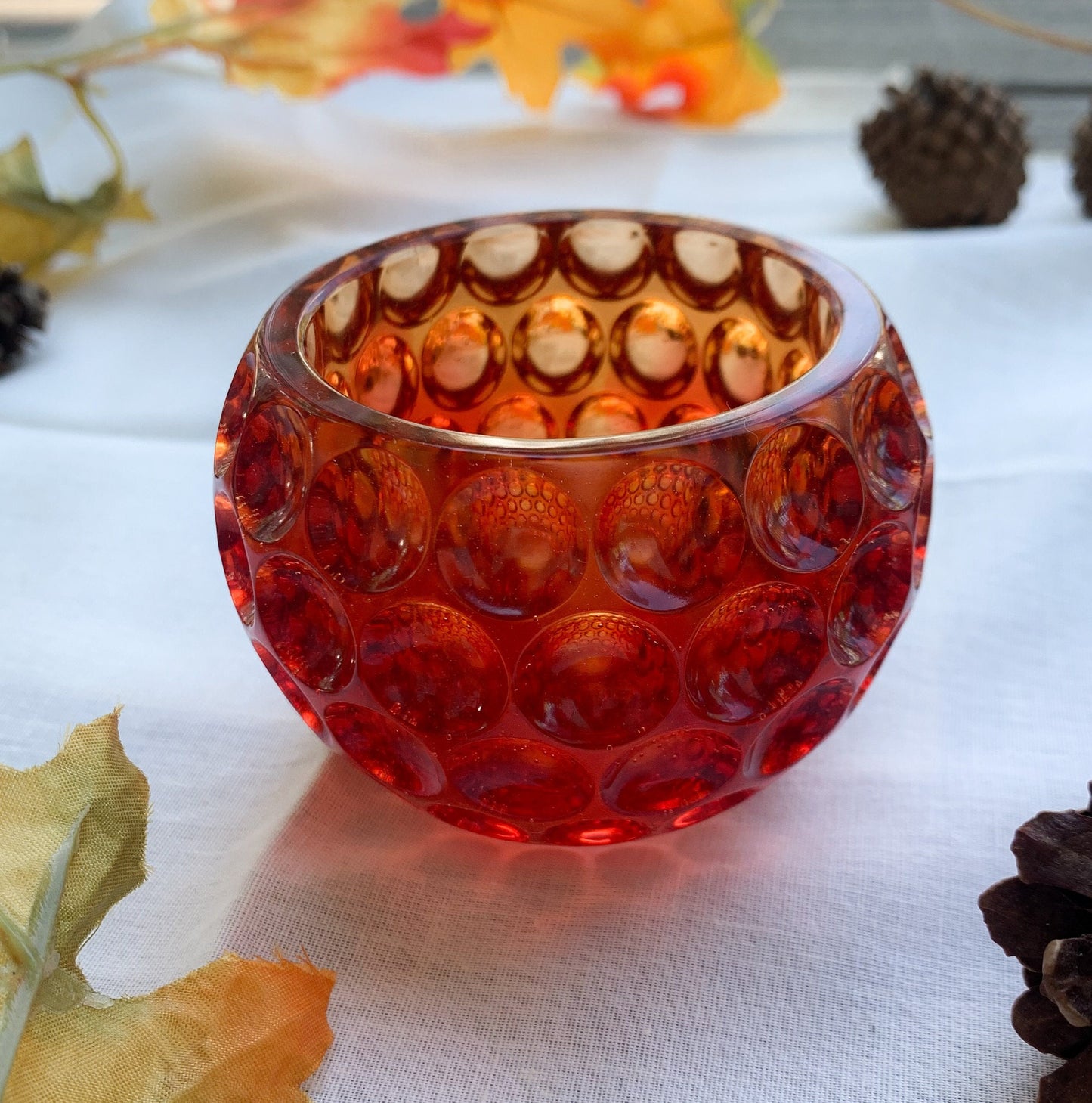 Amber Tea Light Candle Holder