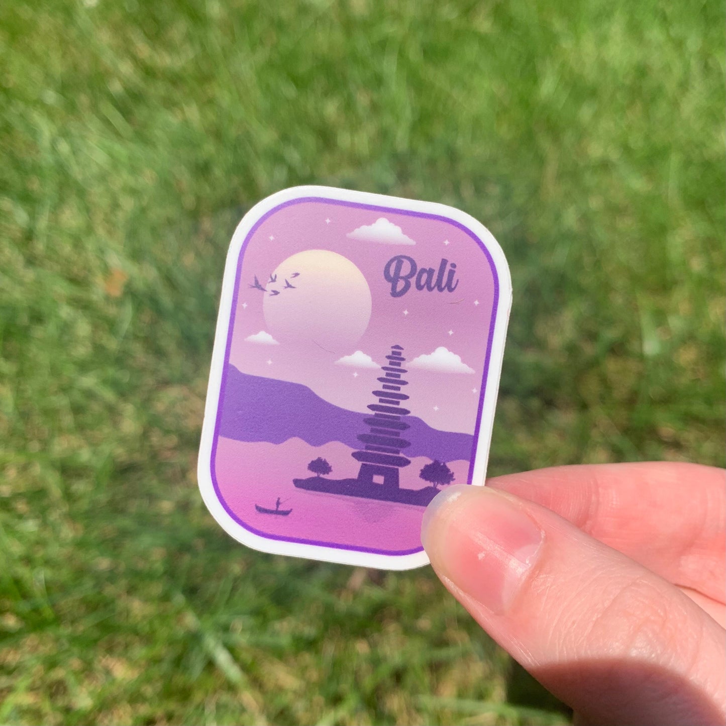Bali Sticker, Travel Bali Sticker, Travel Stickers, Indonesia Stickers, Wanderlust Stickers, Purple Stickers, Waterproof Vinyl Stickers
