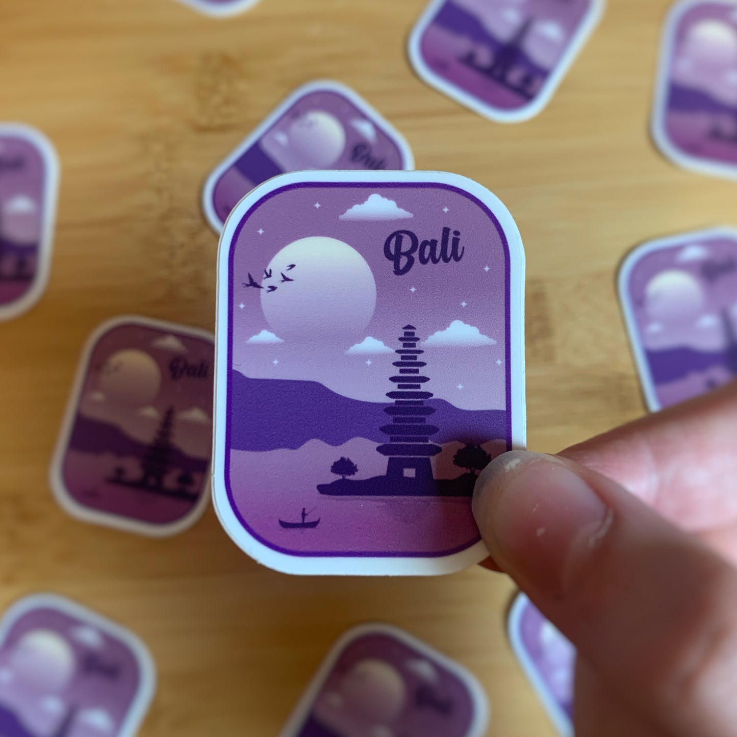 Bali Sticker, Travel Bali Sticker, Travel Stickers, Indonesia Stickers, Wanderlust Stickers, Purple Stickers, Waterproof Vinyl Stickers