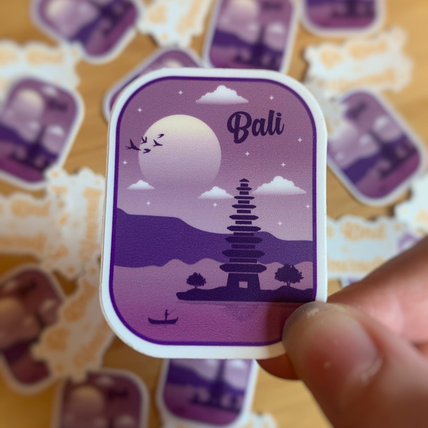 Bali Sticker, Travel Bali Sticker, Travel Stickers, Indonesia Stickers, Wanderlust Stickers, Purple Stickers, Waterproof Vinyl Stickers