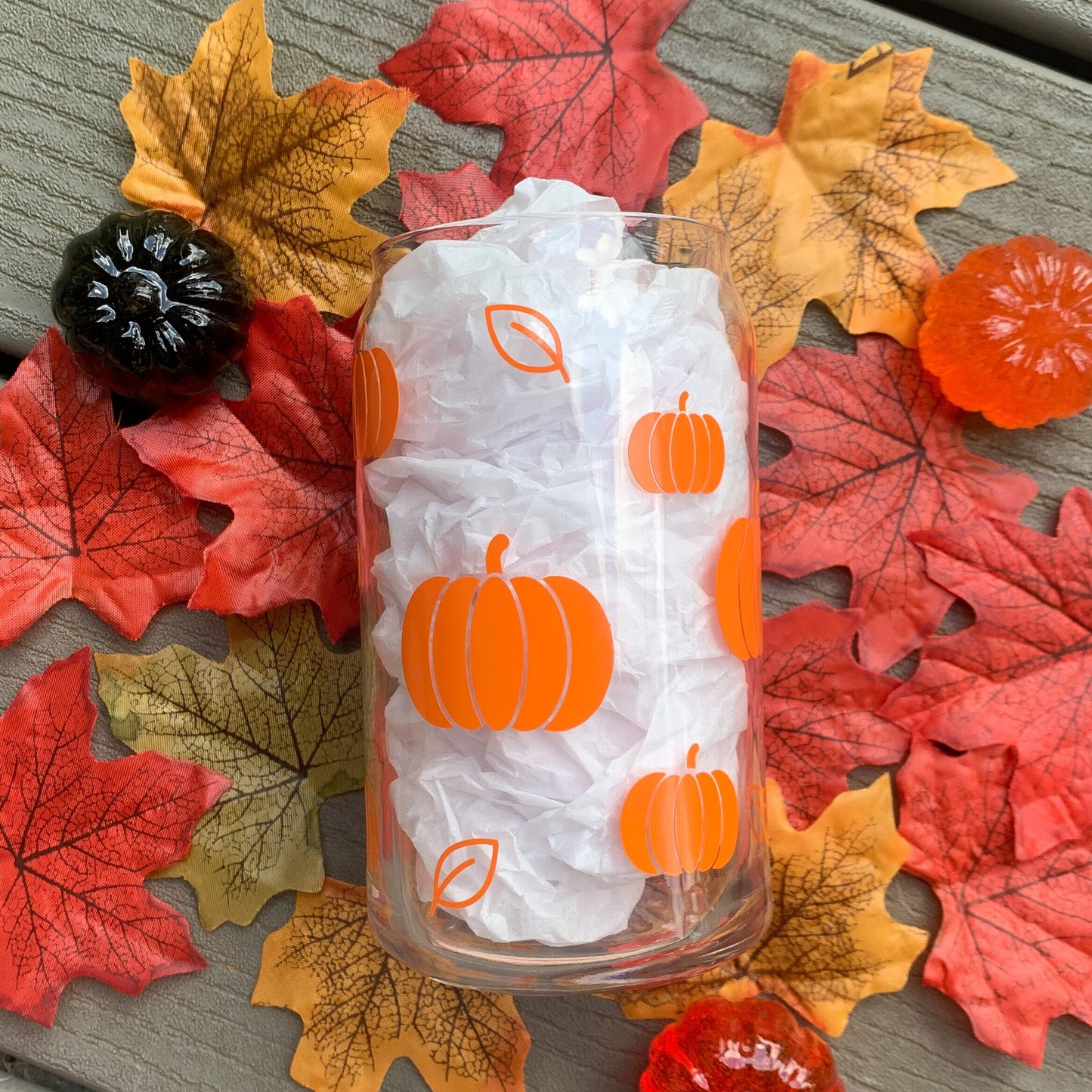 Pumpkin Season Glass Cup, Aesthetic Fall Glass Cup, Fall Vibes, Autumn Season Glassware, Fall Glass Cup, Fall Iced Coffee Glass