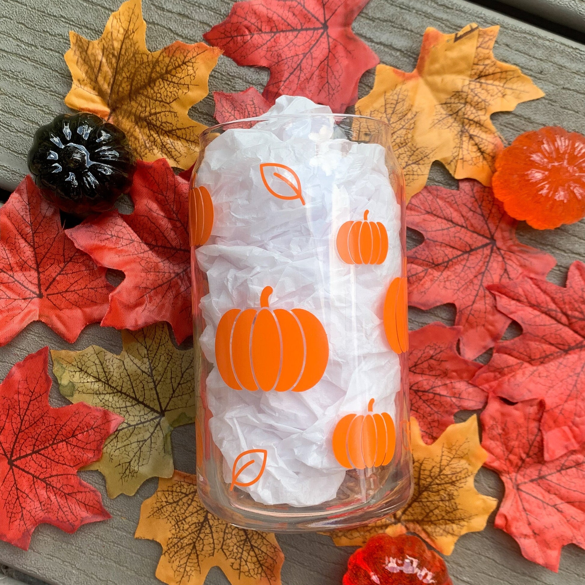 Pumpkin Season Glass Cup, Aesthetic Fall Glass Cup, Fall Vibes, Autumn Season Glassware, Fall Glass Cup, Fall Iced Coffee Glass