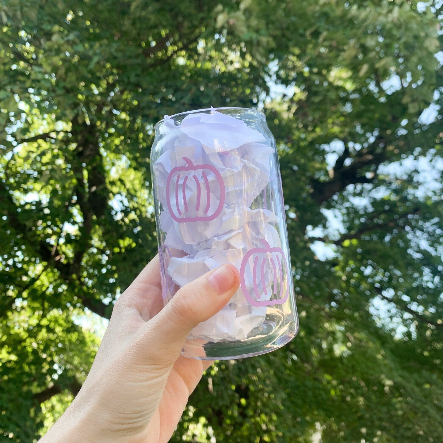 Purple Pumpkin Glass Cup, Lavender Pumpkin, Pastel Halloween Soda Can Glass, Fall Coffee Cup, Iced Coffee Tumbler, Autumn Decor